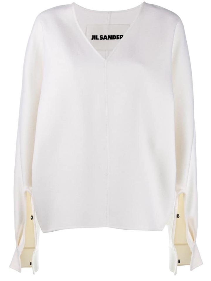 Jil Sander Cashmere V-neck Blouse - White
