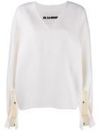Jil Sander Cashmere V-neck Blouse - White