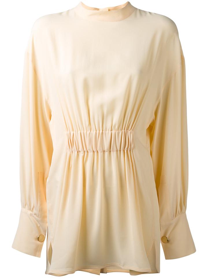 Marni - Pleated Blouse - Women - Silk/acetate - 40, Yellow/orange, Silk/acetate