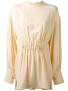Marni - Pleated Blouse - Women - Silk/acetate - 40, Yellow/orange, Silk/acetate