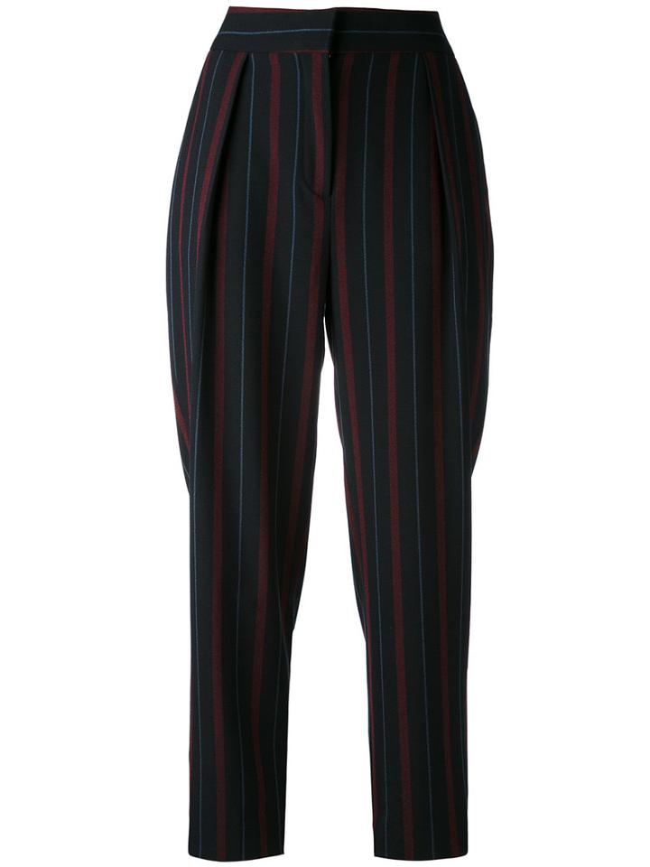 See By Chloé - Stripe Cropped Trousers - Women - Polyester/spandex/elastane/viscose - 38, Blue, Polyester/spandex/elastane/viscose