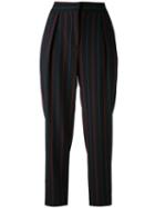See By Chloé - Stripe Cropped Trousers - Women - Polyester/spandex/elastane/viscose - 38, Blue, Polyester/spandex/elastane/viscose