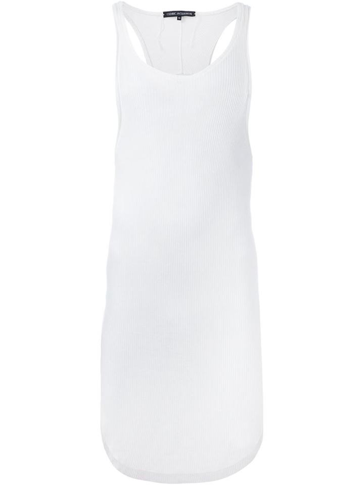 Cedric Jacquemyn Long Ribbed Vest, Men's, Size: 46, White, Silk/cotton/wool