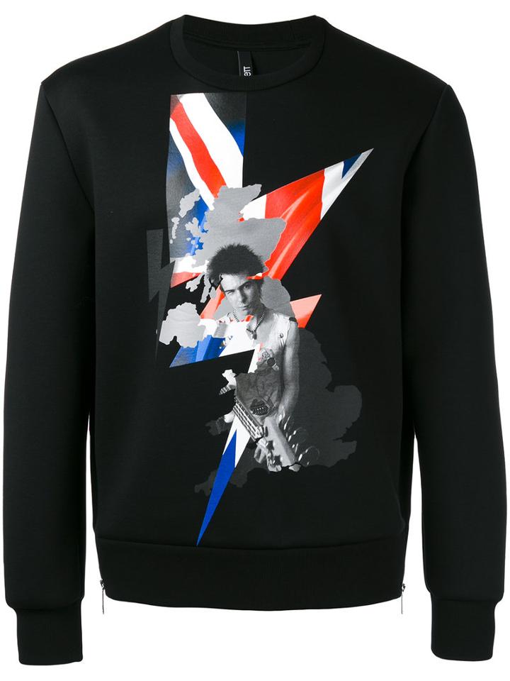 Neil Barrett Punked Britain Sweatshirt, Men's, Size: Medium, Black, Viscose/polyurethane