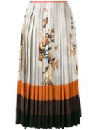 Fendi - Pleated Printed Skirt - Women - Silk/viscose - 46, Grey, Silk/viscose