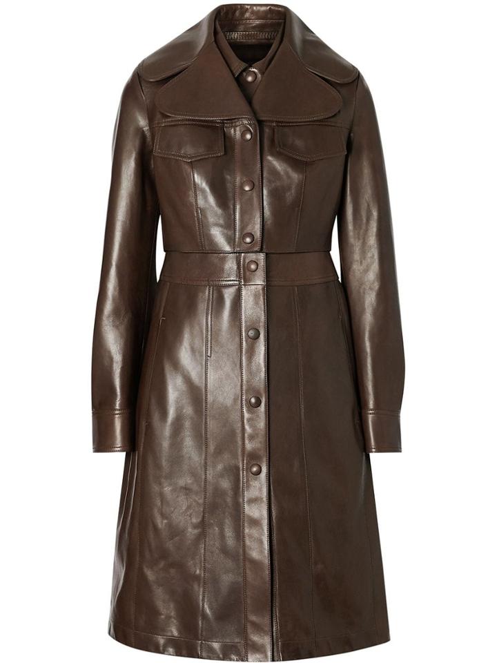 Burberry Lambskin Coat With Detachable Cropped Gilet - Brown