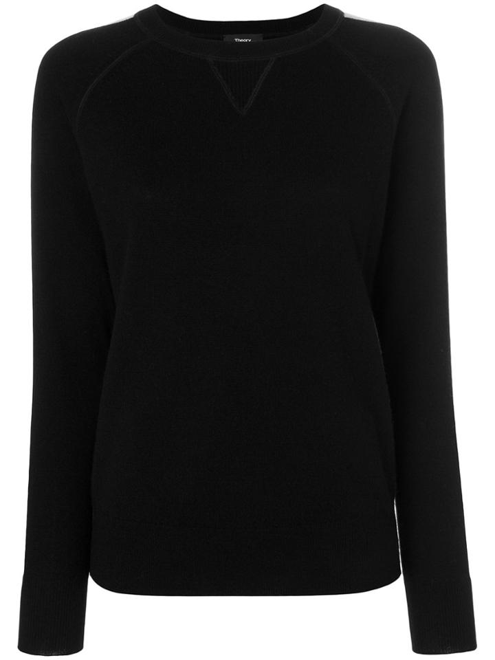 Theory Striped Sleeve Jumper - Black