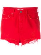 Grlfrnd Ripped Effect Denim Shorts - Red