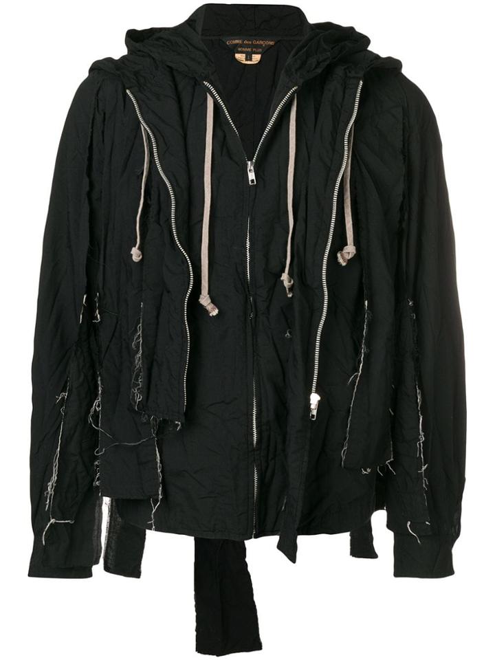 Comme Des Garçons Homme Plus Hooded Deconstructed Jacket - Black