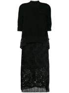 Sacai Panelled Lace Dress - Black