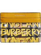 Burberry Graffiti Print Vintage Check Leather Card Case - Yellow &