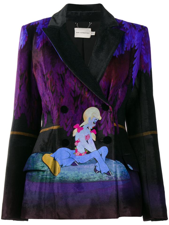 Mary Katrantzou Centaur Velvet Printed Blazer - Blue