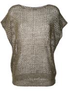 Fay Net Effect Short Sleeve Top - Green