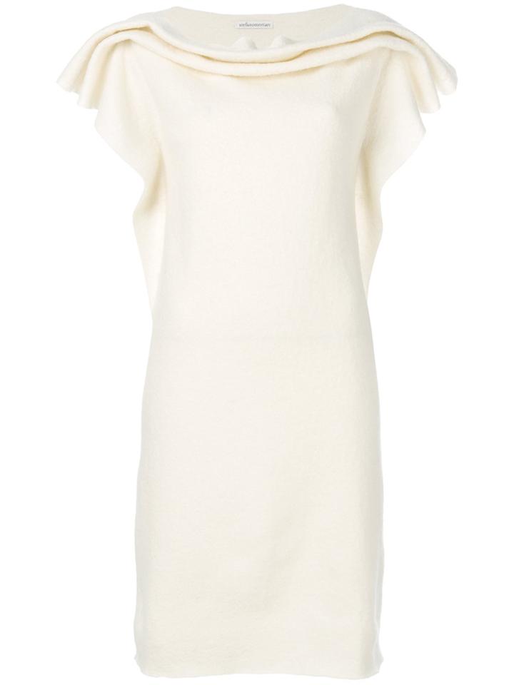 Stefano Mortari Gathered Neckline Fitted Dress - White