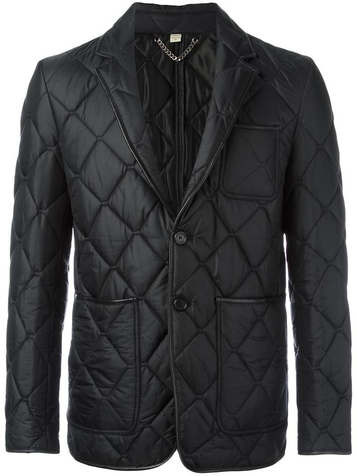 Burberry Quilted Single Breasted Blazer, Men's, Size: 50, Black, Polyamide/viscose/acetate