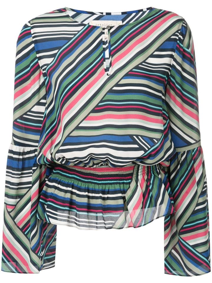 Nicole Miller Abstract Stripe Blouse - Multicolour