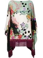 Etro Floral Print Fringed Poncho - Multicolour