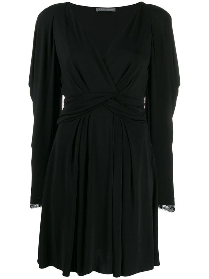 Alberta Ferretti Lace Sleeve Dress - Black