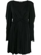 Alberta Ferretti Lace Sleeve Dress - Black