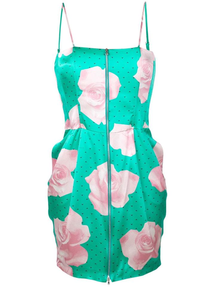 Fleur Du Mal Rose Print Dress - Green