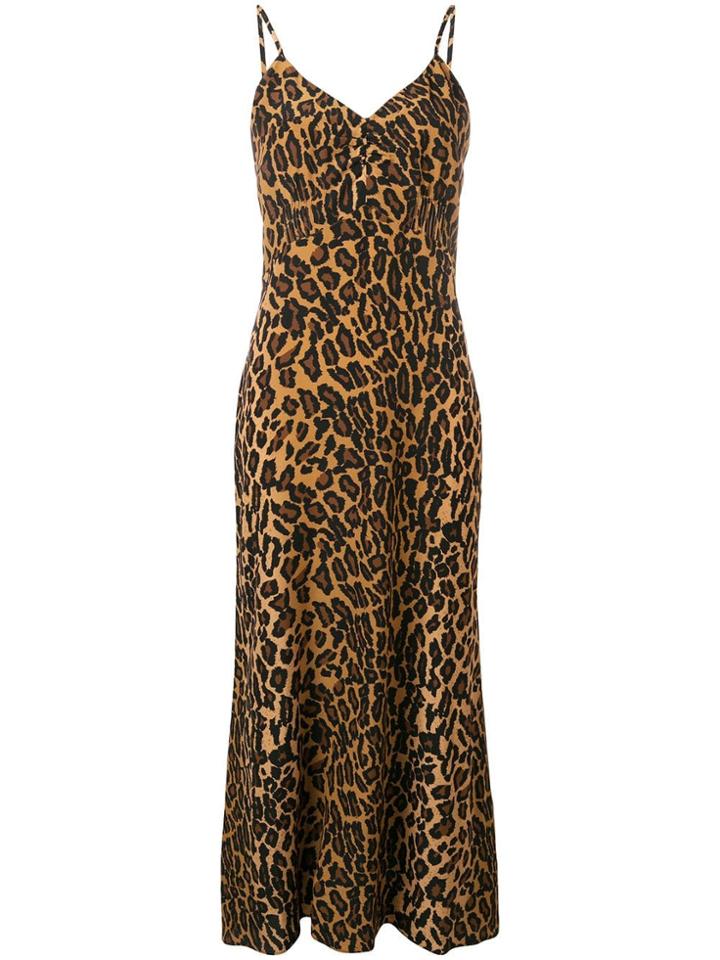 Miu Miu Leopard Print Dress - Brown