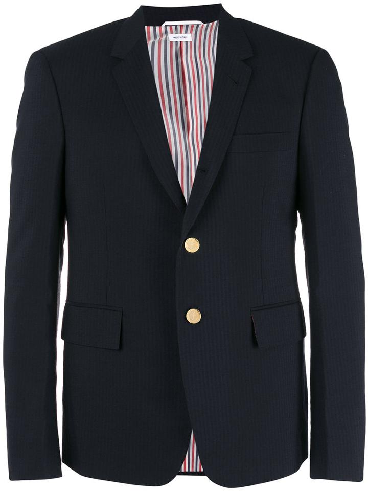 Thom Browne - Notched Lapel Blazer - Men - Cotton/cupro/wool - 2, Blue, Cotton/cupro/wool