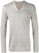 John Varvatos V-neck Jumper, Men's, Size: Medium, Grey, Silk/cashmere