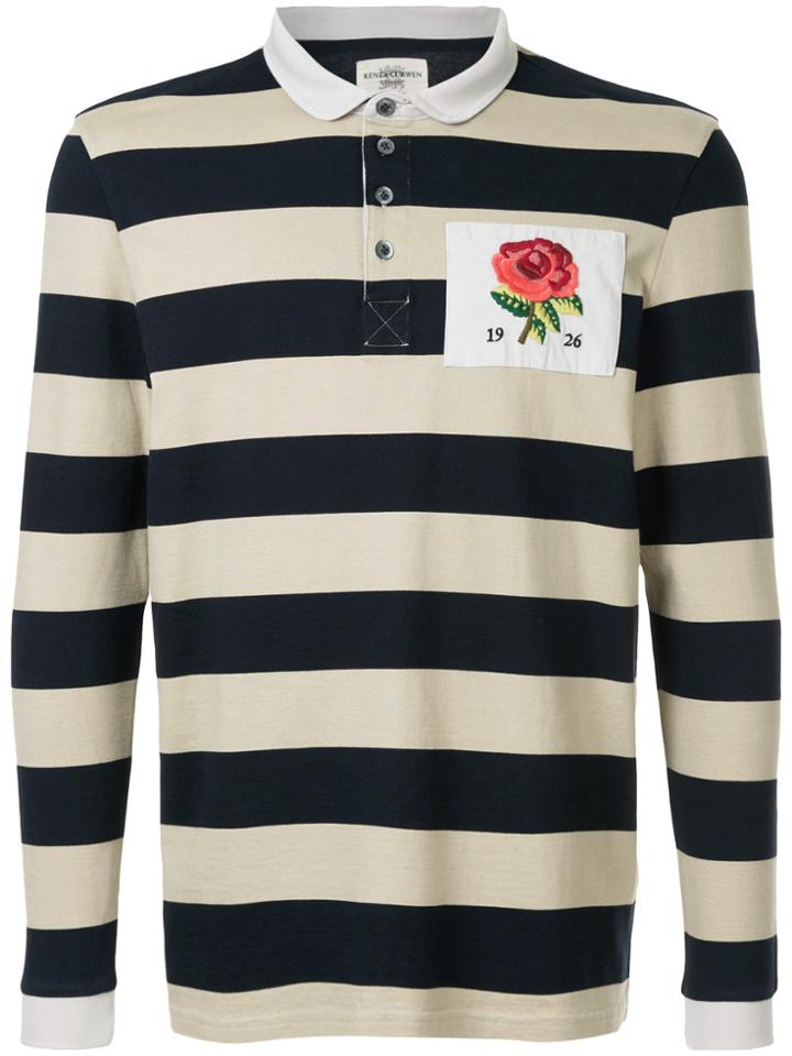 Kent & Curwen Striped Shirt With Rose Detail - Blue
