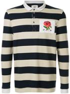 Kent & Curwen Striped Shirt With Rose Detail - Blue