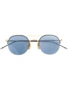 Thom Browne - Round Shaped Sunglasses - Unisex - Gold/glass - One Size, Blue, Gold/glass