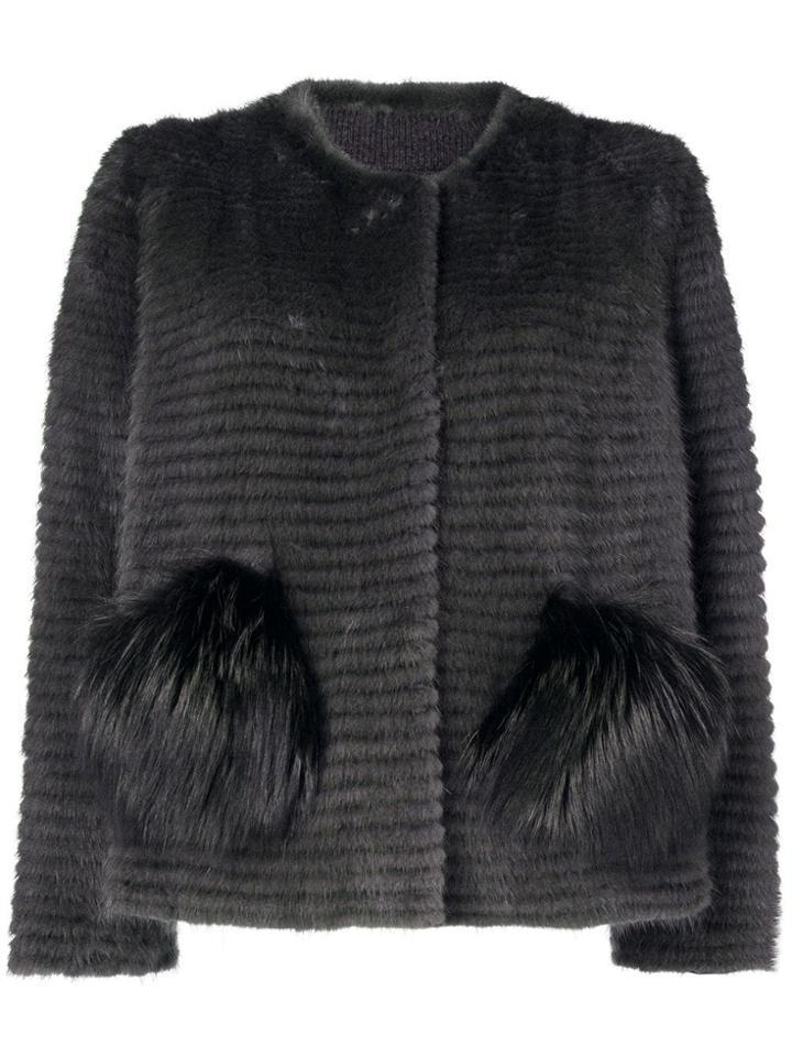 Liska Mink And Fox Fur Jacket - Grey
