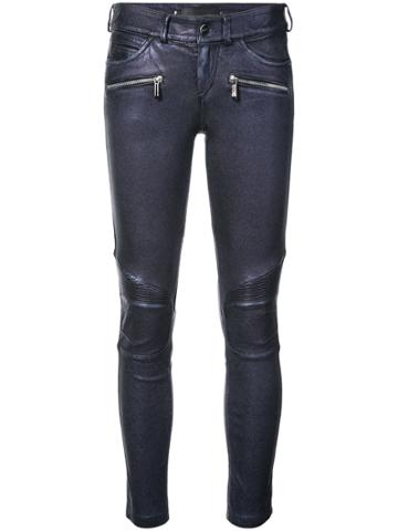 Barbara Bui Leather Motorbike Trousers - Blue