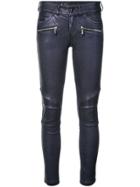 Barbara Bui Leather Motorbike Trousers - Blue