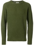 Closed Ribbed Knit Sweater - Green