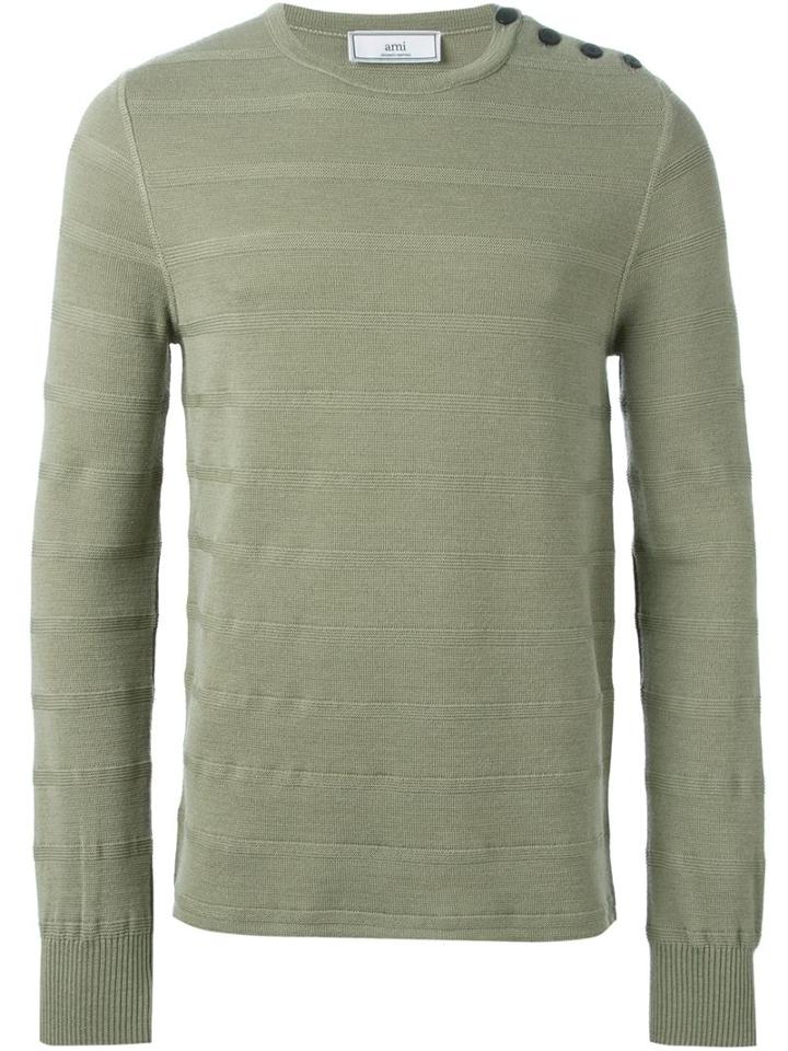Ami Alexandre Mattiussi Striped Jumper, Men's, Size: Small, Green, Merino