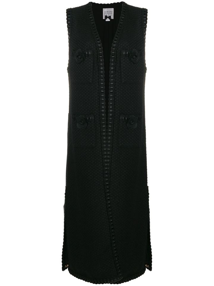 Edward Achour Paris Scalloped Sleeveless Coat - Black