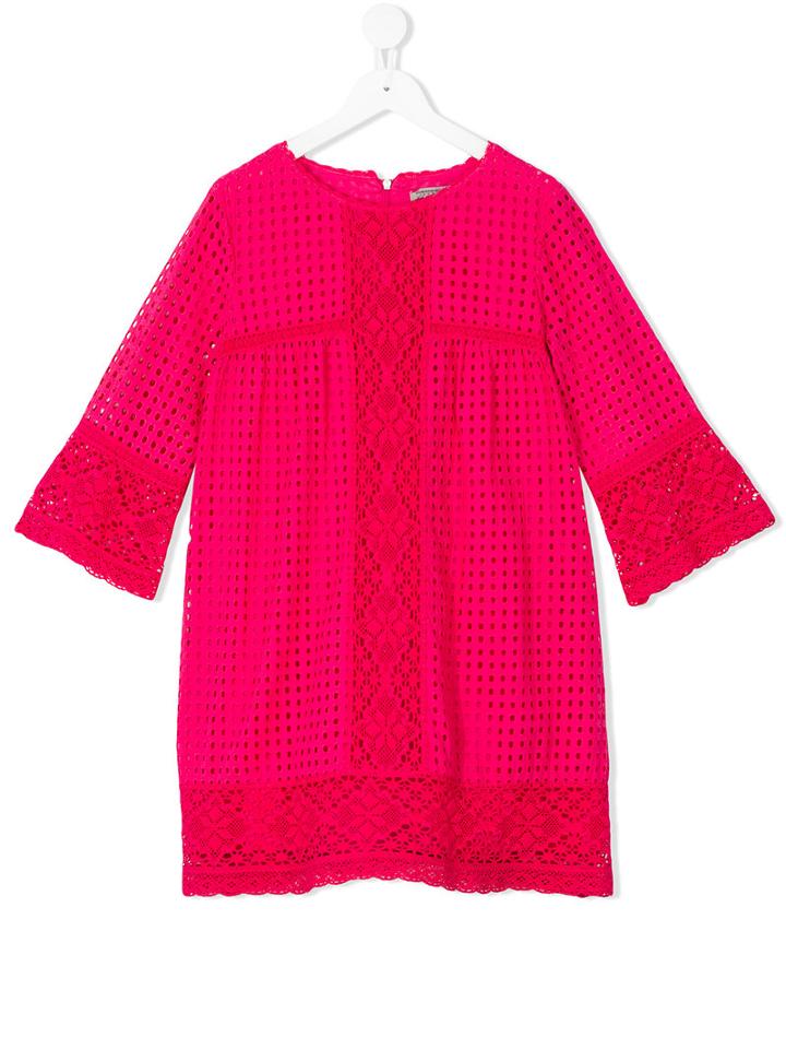 Ermanno Scervino Junior - Embroidered Dress - Kids - Cotton - 12 Yrs, Pink/purple