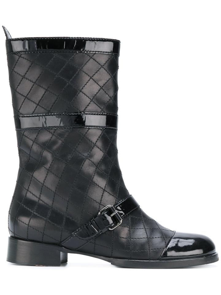Chanel Vintage Quilted Slip-on Boots - Black
