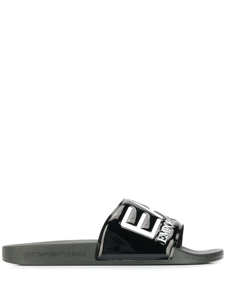 Ea7 Emporio Armani Branded Sliders - Black