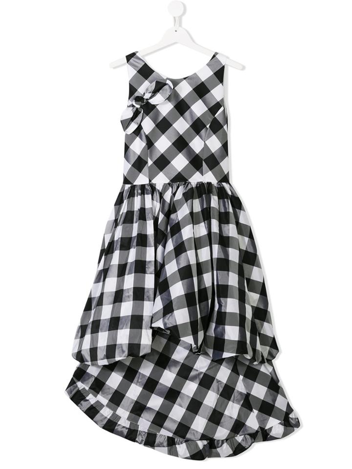 Nunzia Corinna Teen Gingham Dip-hem Dress - Black