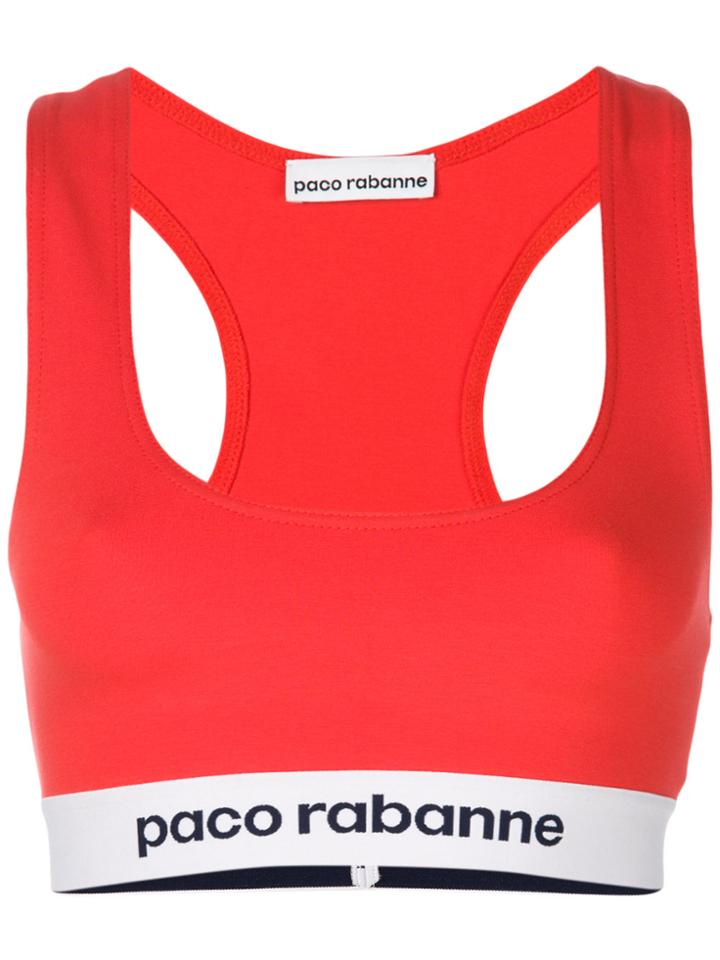 Paco Rabanne Elasticated Waistband Cropped Top - Red