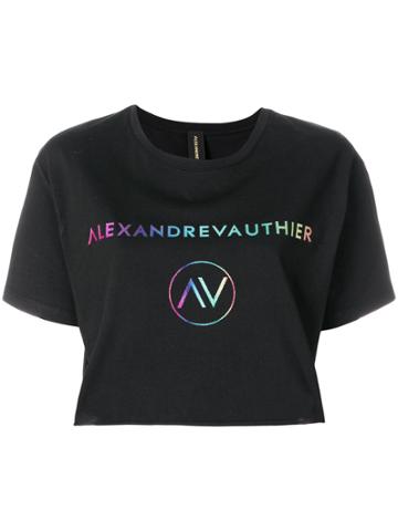 Alexandre Vauthier Cropped Gradient Logo Tee - Black