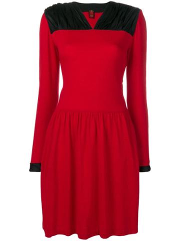 Ritz Saddler Vintage Ruched Panel Shoulder Dress - Red