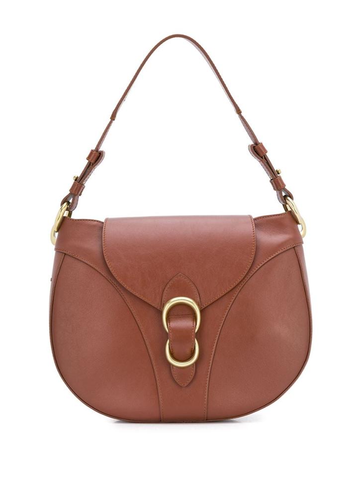 Orciani Lotus Buckle Shoulder Bag - Brown