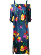 Rossella Jardini - Floral Print Dress - Women - Silk/spandex/elastane - 42, Blue, Silk/spandex/elastane