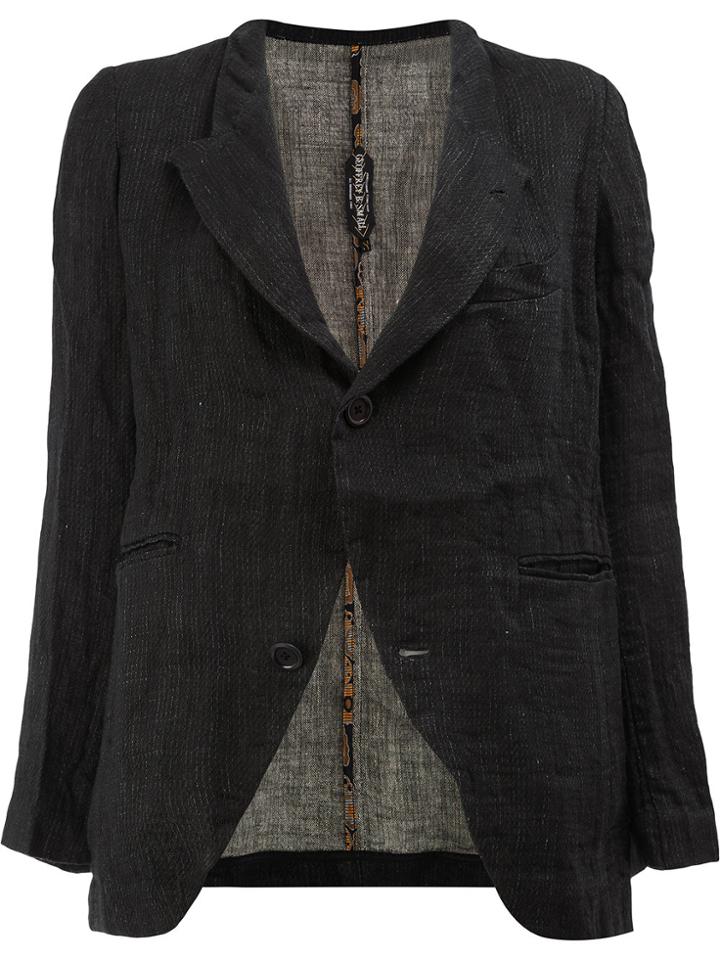 Geoffrey B. Small Pinstripe Embroidered Blazer - Black