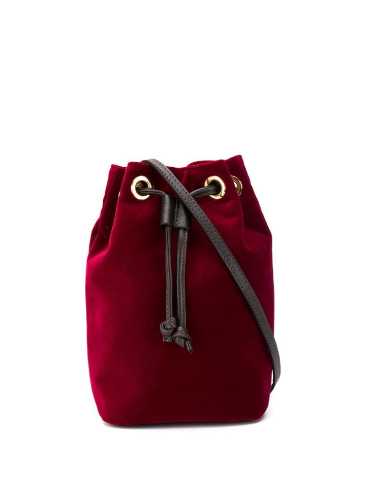 L'autre Chose Mini Bucket Bag In Velluto Bordeaux - Red