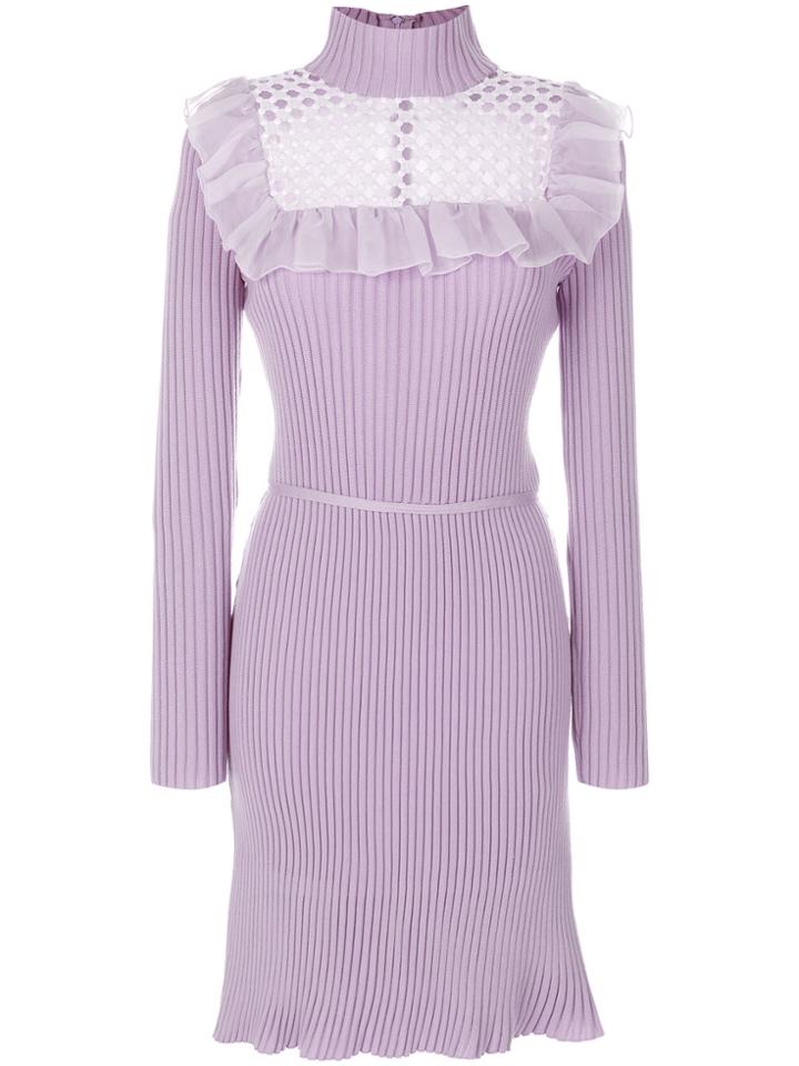 Giambattista Valli Embroidered Knitted Dress - Pink & Purple