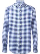 Kiton Checked Shirt, Men's, Size: 41, Blue, Cotton
