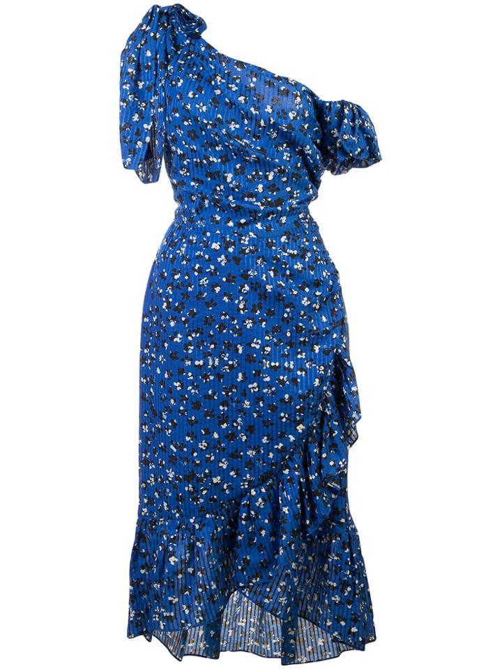 Ulla Johnson Asymmetric Floral Summer Dresss - Blue